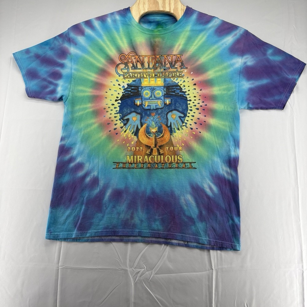 Santana Earth Wind Fire T Shirt Men's Sz XL Miraculous Supernatural Concert Tee